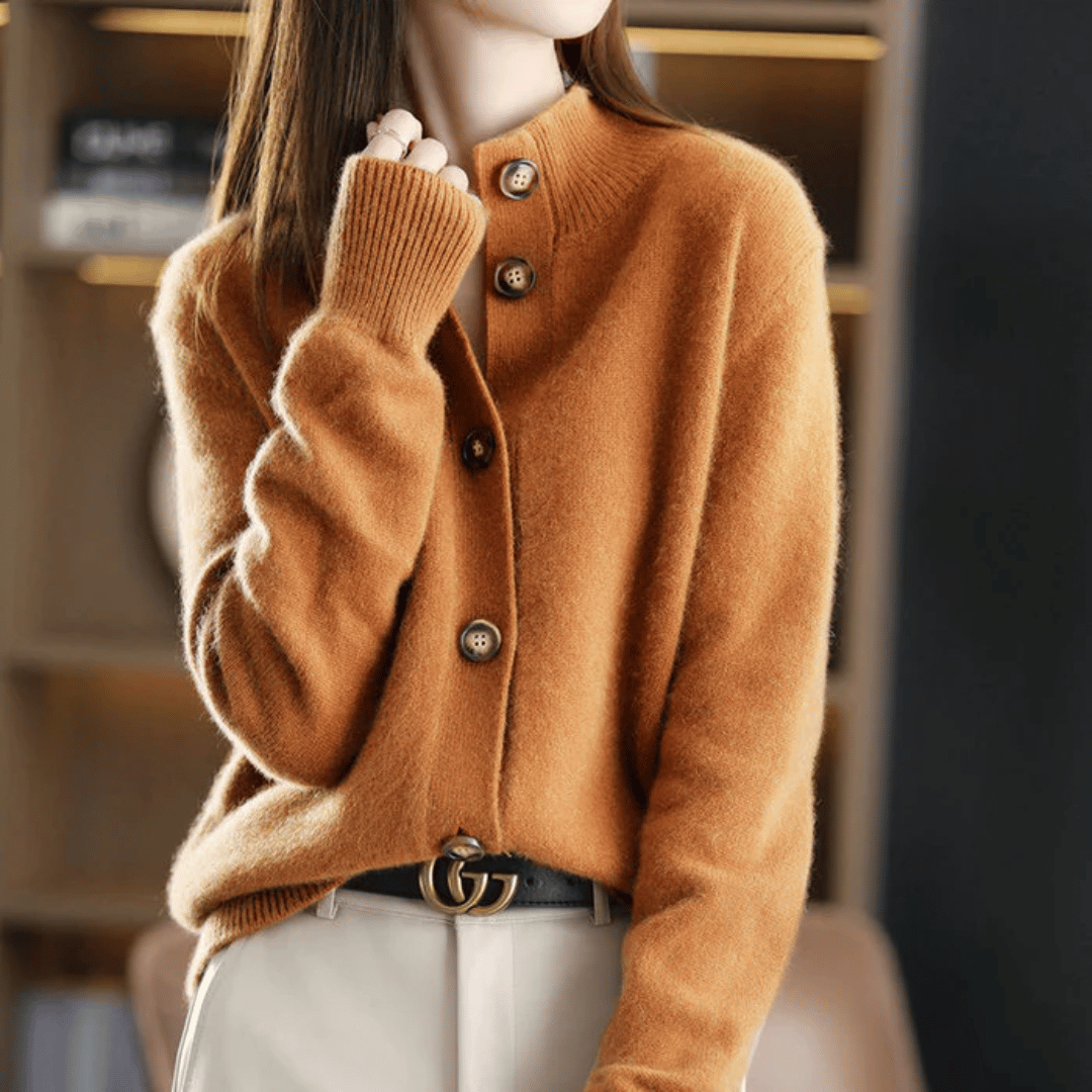 Avelaine | Long Cardigan Sweater for Women with Chic Statement Buttons