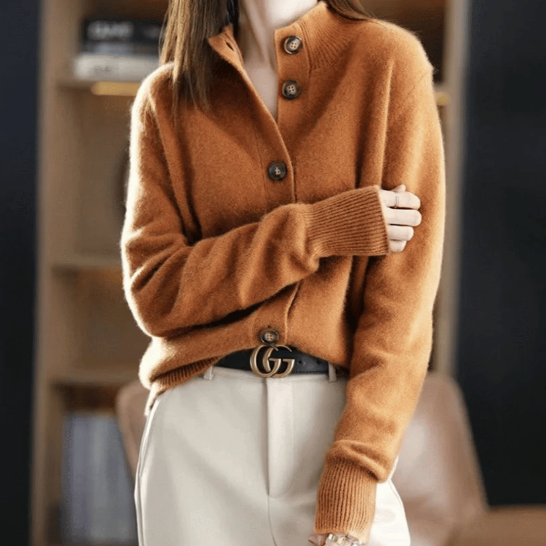 Avelaine | Long Cardigan Sweater for Women with Chic Statement Buttons