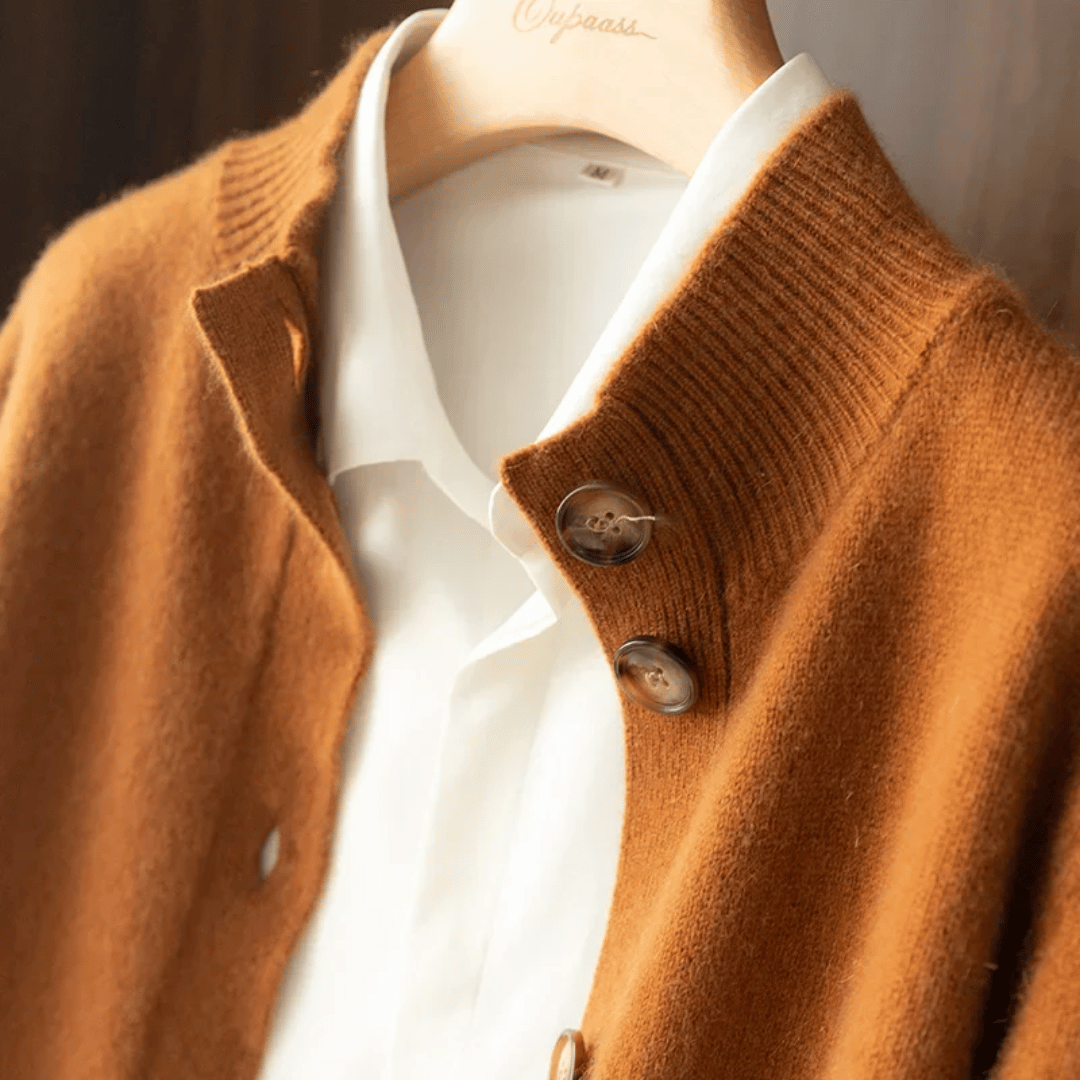 Avelaine | Long Cardigan Sweater for Women with Chic Statement Buttons