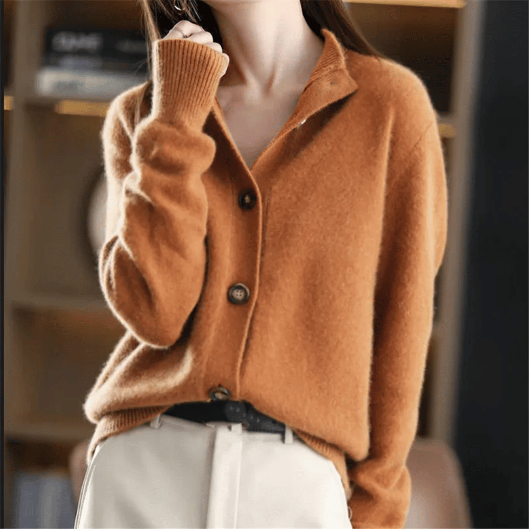 Avelaine | Long Cardigan Sweater for Women with Chic Statement Buttons