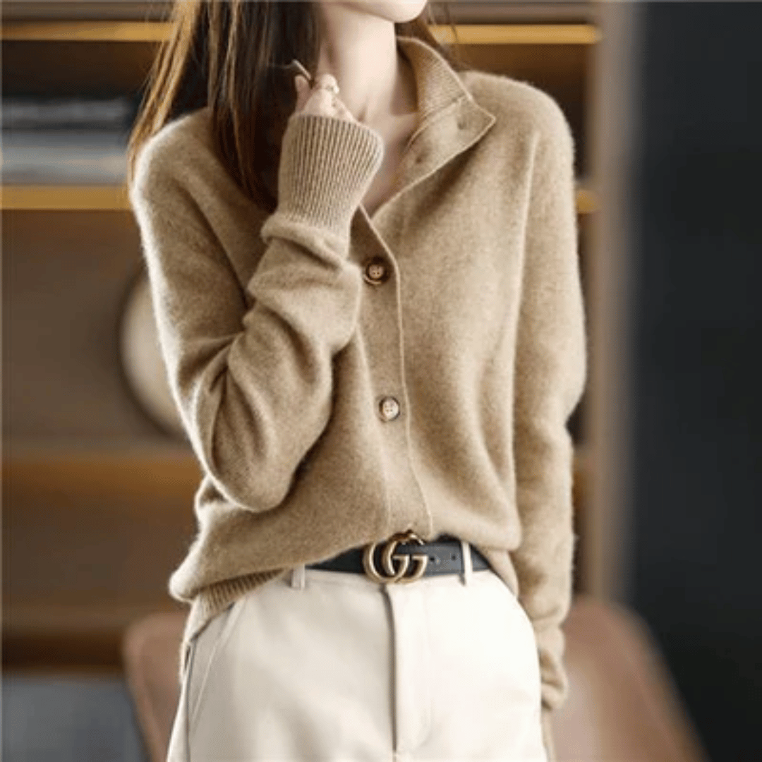 Avelaine | Long Cardigan Sweater for Women with Chic Statement Buttons