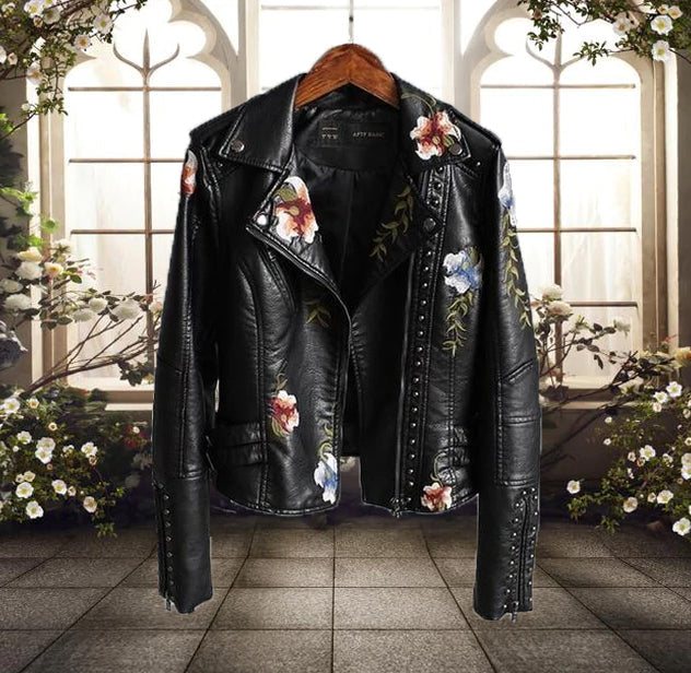 Bella Women's Biker Jacket | Floral Print, Casual Style