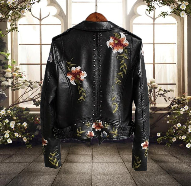 Bella Women's Biker Jacket | Floral Print, Casual Style