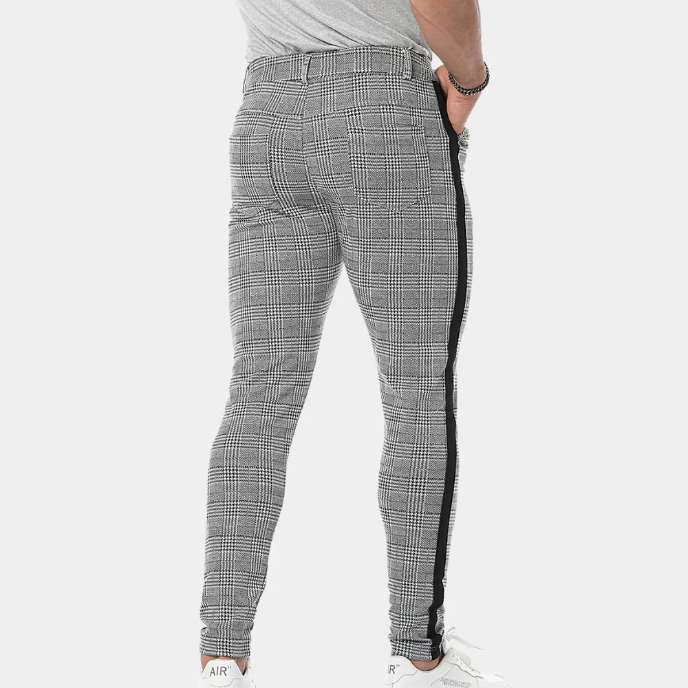 Anton - Retro checked trousers for men in skinny fit