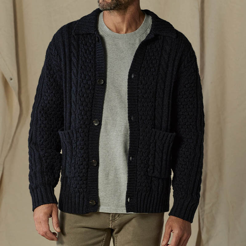 Cedric Men's Cardigan | Chunky Wool Cable Knit, Versatile Layering