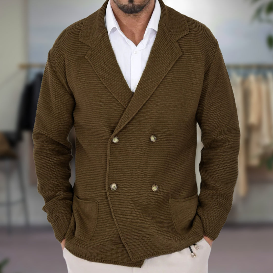 Edric Men's Cardigan | Double-Breasted Acrylic Blend, Autumn/Winter