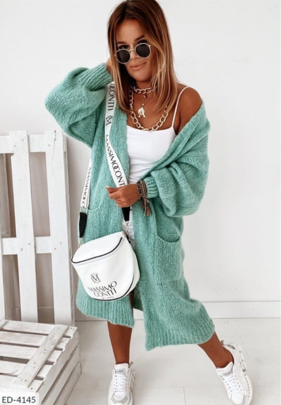 Luna Women's Long Cardigan | Soft Knitted Fabric, Versatile Outerwear