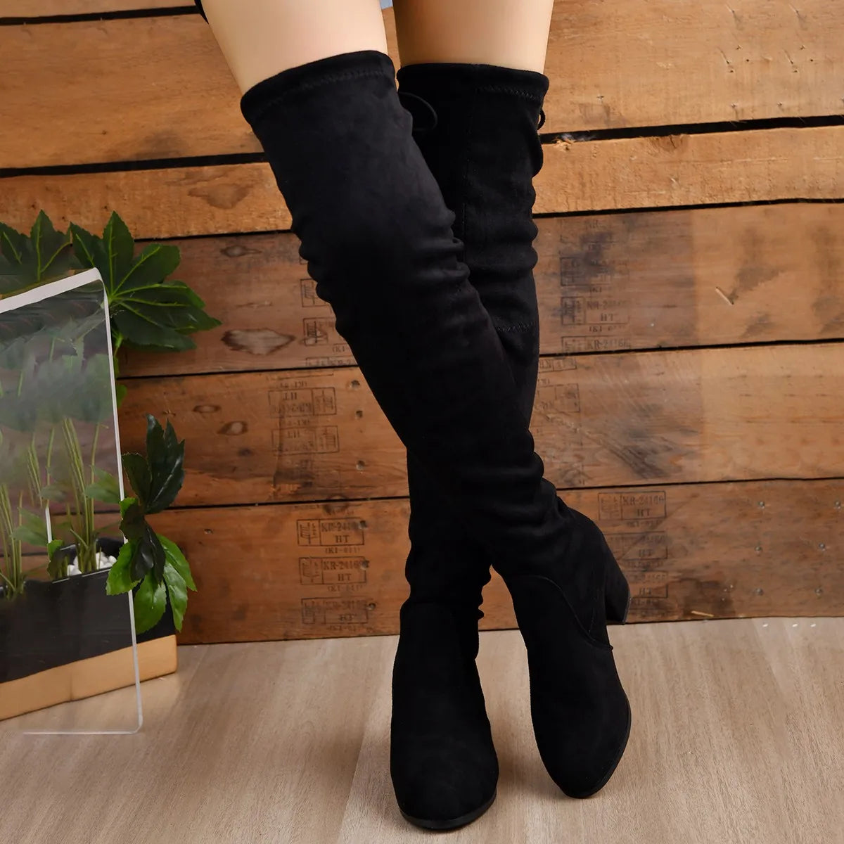 Sable Women's Thigh High Boots | Black, Versatile Block Heel