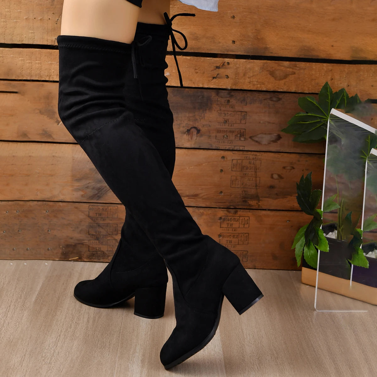 Sable Women's Thigh High Boots | Black, Versatile Block Heel