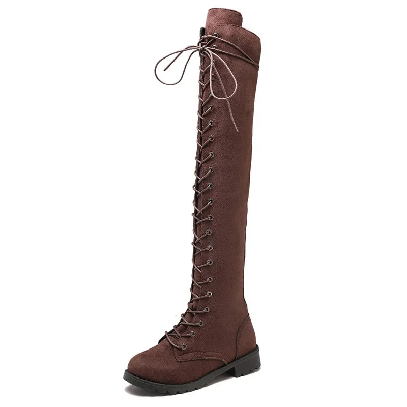 Sylvia Women's Thigh High Boots | Lace-Up Design, Versatile Style