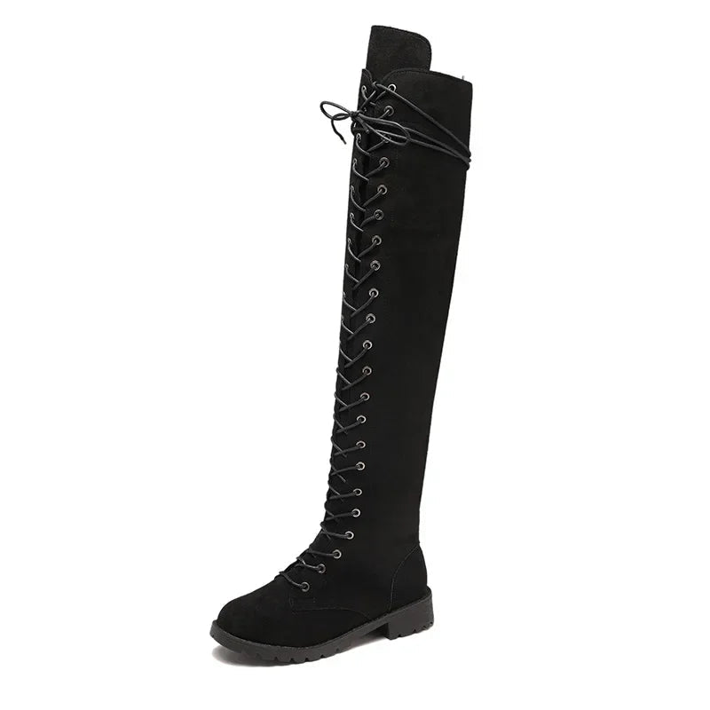 Sylvia Women's Thigh High Boots | Lace-Up Design, Versatile Style
