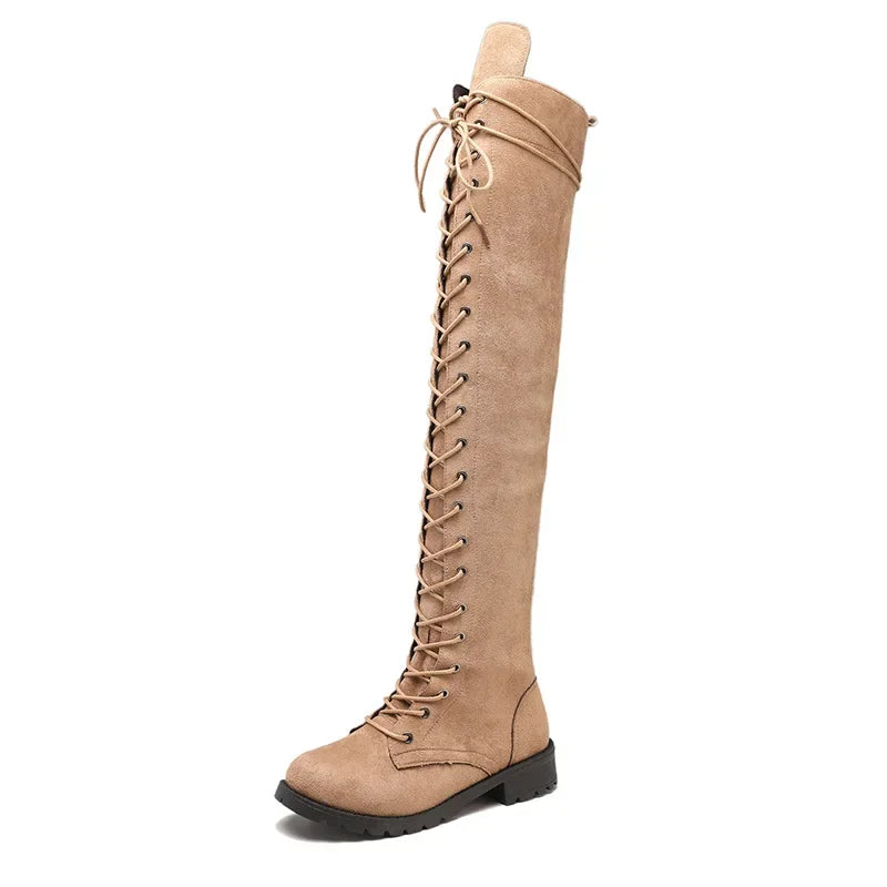 Sylvia Women's Thigh High Boots | Lace-Up Design, Versatile Style