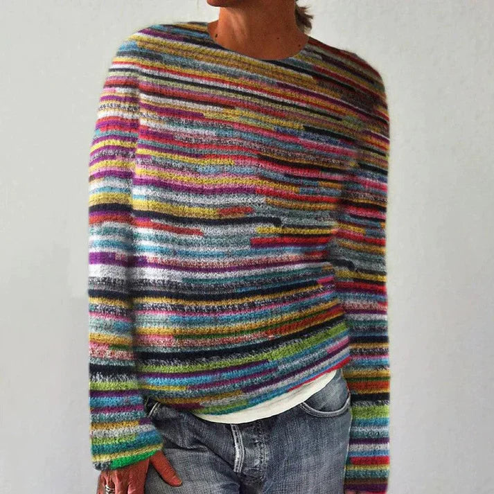 Sunny Women's Sweater | Colorful Stripes, Versatile Layering