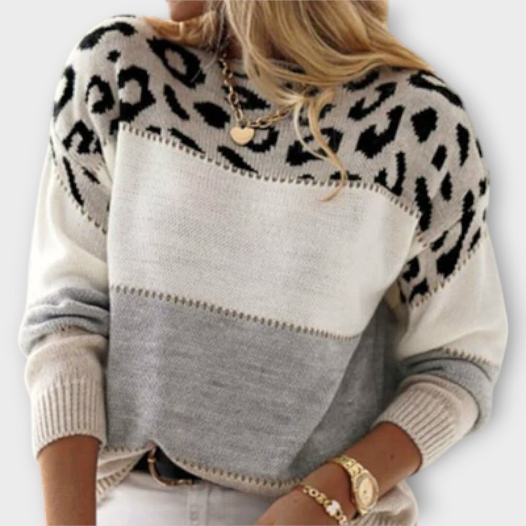 Chrystal™ | Women’s Elegant Oversized Leopard Print Sweater