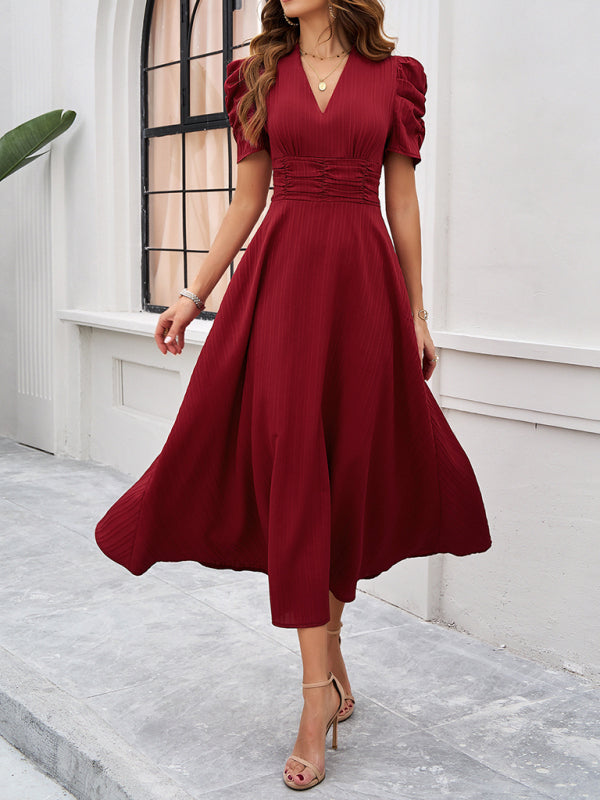 Ivanna | Women Velvet Dress Elegant V-Neck Midi