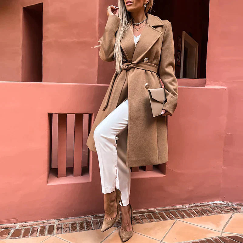 Bevella | Women’s Belted Wool-Blend Maxi Coat
