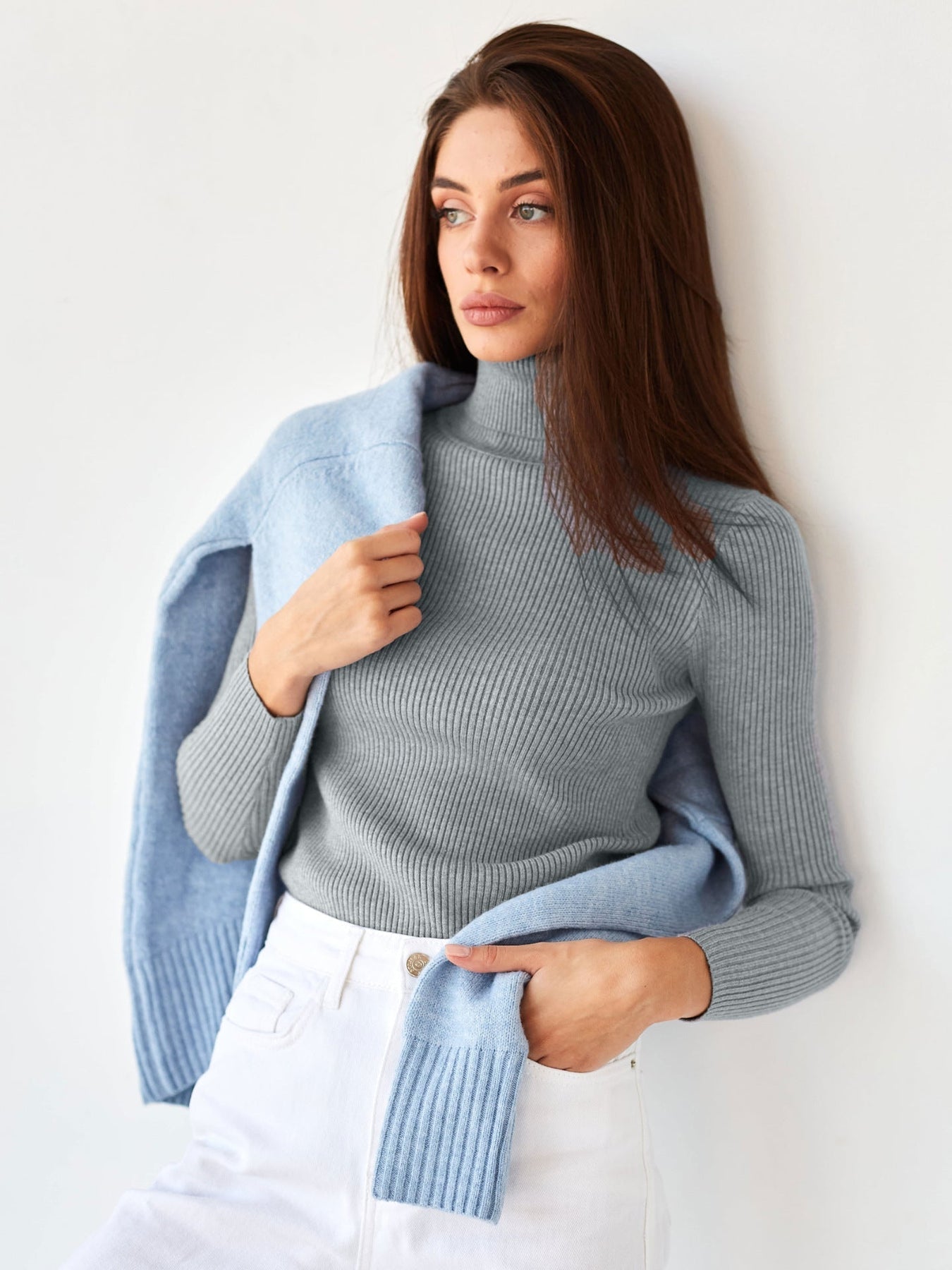 Jade Classic Cotton Roll-Neck Jumper For Women | Elegant Everyday Wear