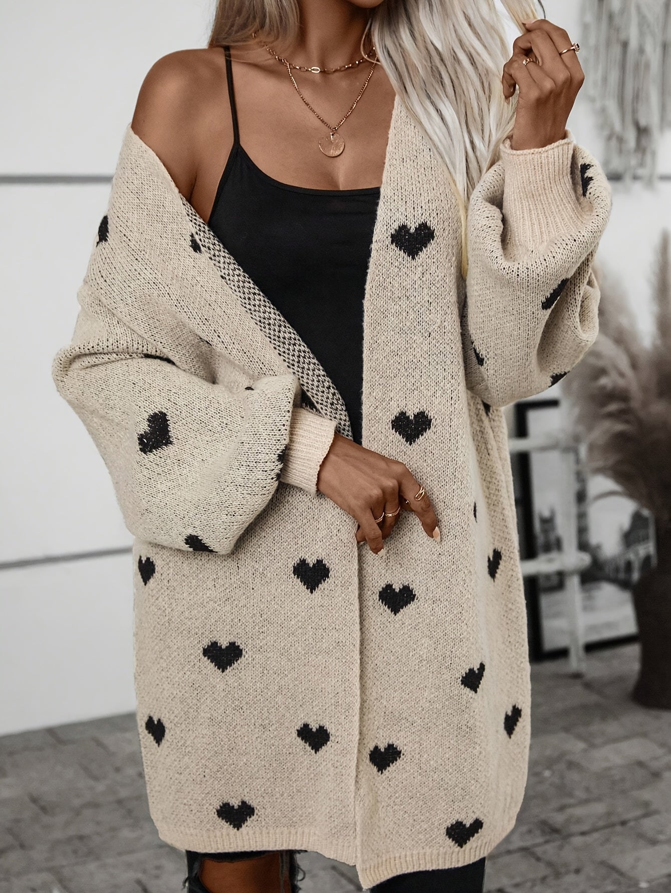 Jasmine Heart Print Cardigan For Women | Playful Cotton, Open Or Button-Up