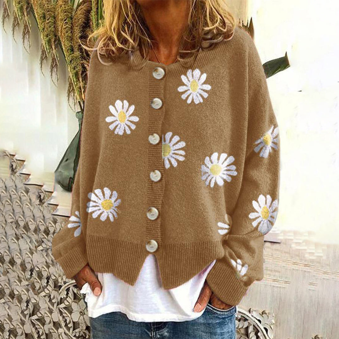 Koravine Floral Knit Cardigan for Women | Playful Cotton, Button-Up Style