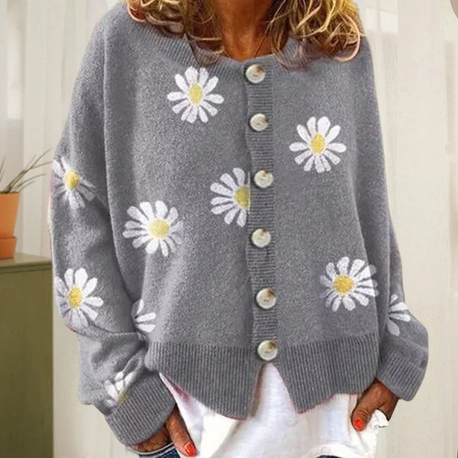 Koravine Floral Knit Cardigan for Women | Playful Cotton, Button-Up Style