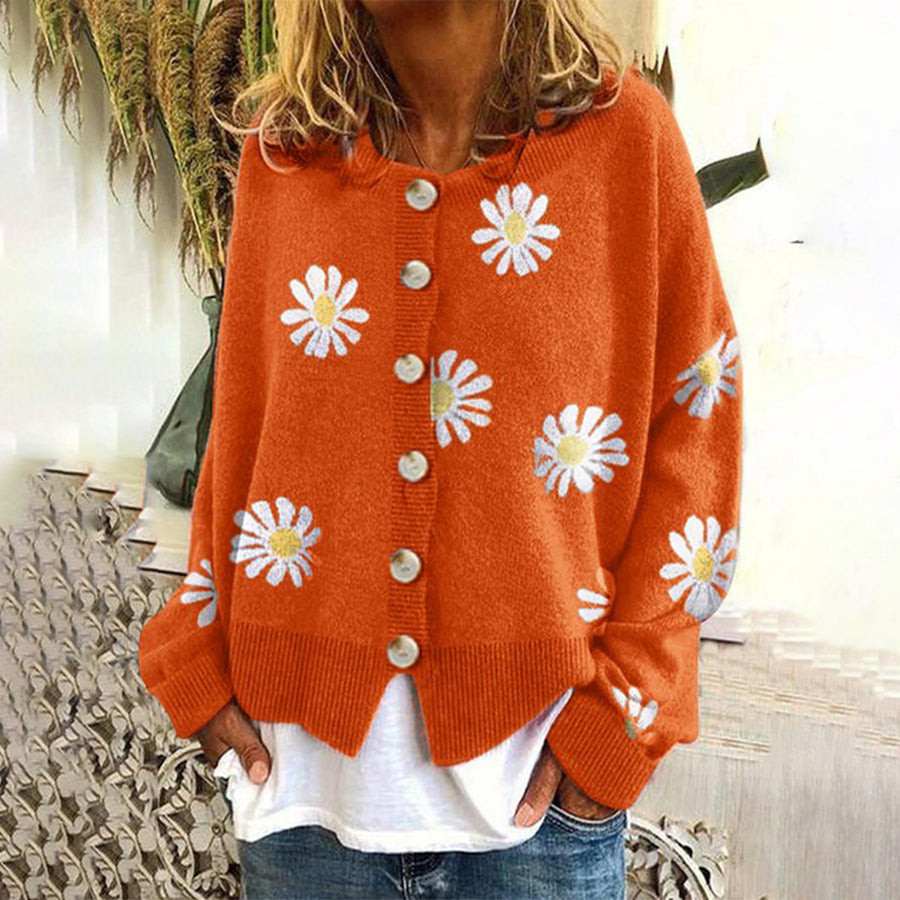 Koravine Floral Knit Cardigan for Women | Playful Cotton, Button-Up Style