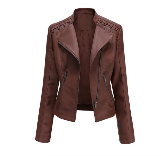 Victoria Lamb Leather Jacket for Women | Luxe Cropped Biker in Vibrant Shades