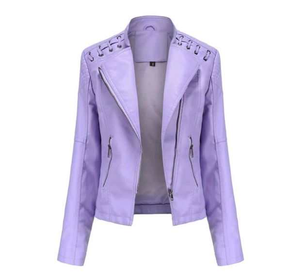 Victoria Lamb Leather Jacket for Women | Luxe Cropped Biker in Vibrant Shades