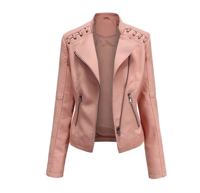 Victoria Lamb Leather Jacket for Women | Luxe Cropped Biker in Vibrant Shades