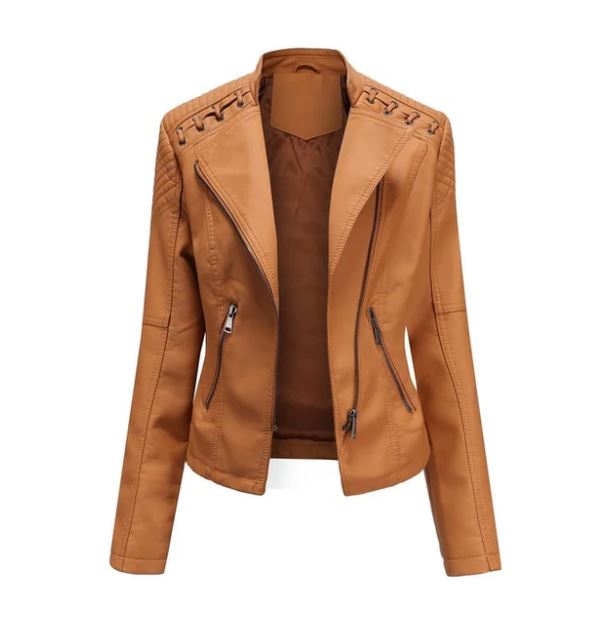 Victoria Lamb Leather Jacket for Women | Luxe Cropped Biker in Vibrant Shades