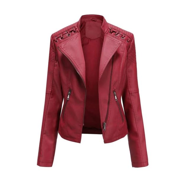 Victoria Lamb Leather Jacket for Women | Luxe Cropped Biker in Vibrant Shades