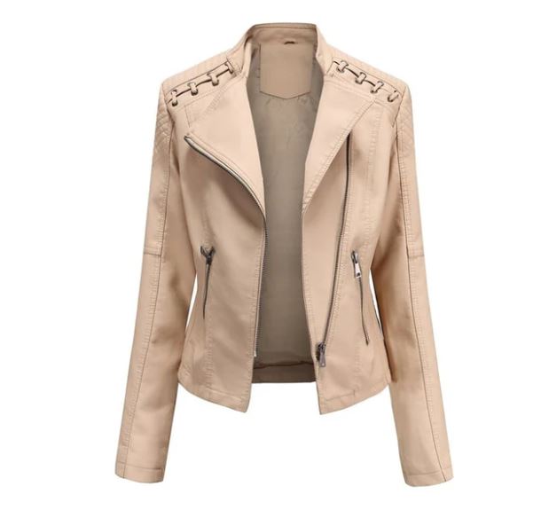 Victoria Lamb Leather Jacket for Women | Luxe Cropped Biker in Vibrant Shades