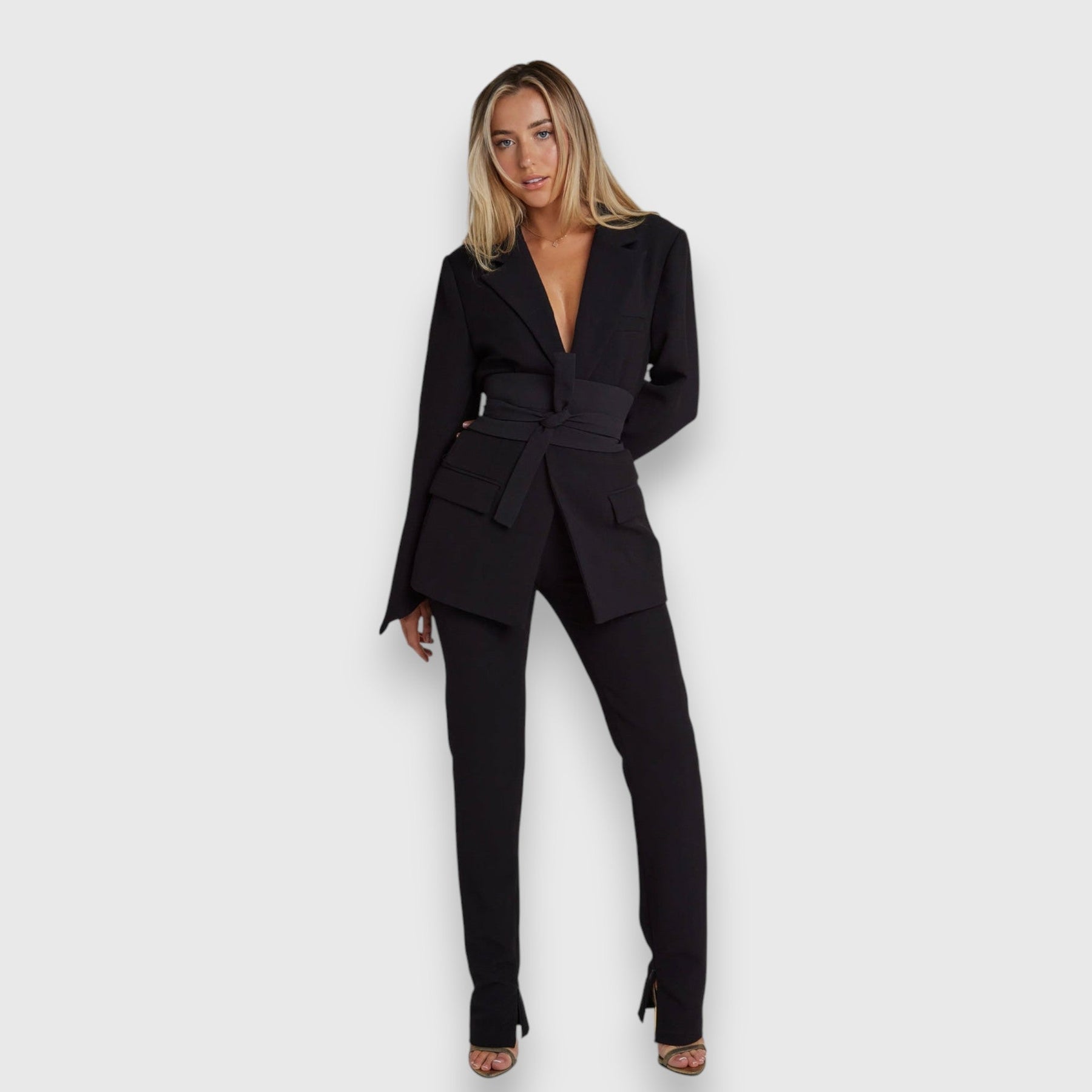 Nalissea Women's Blazer | Tailored Fit, Belted Elegance