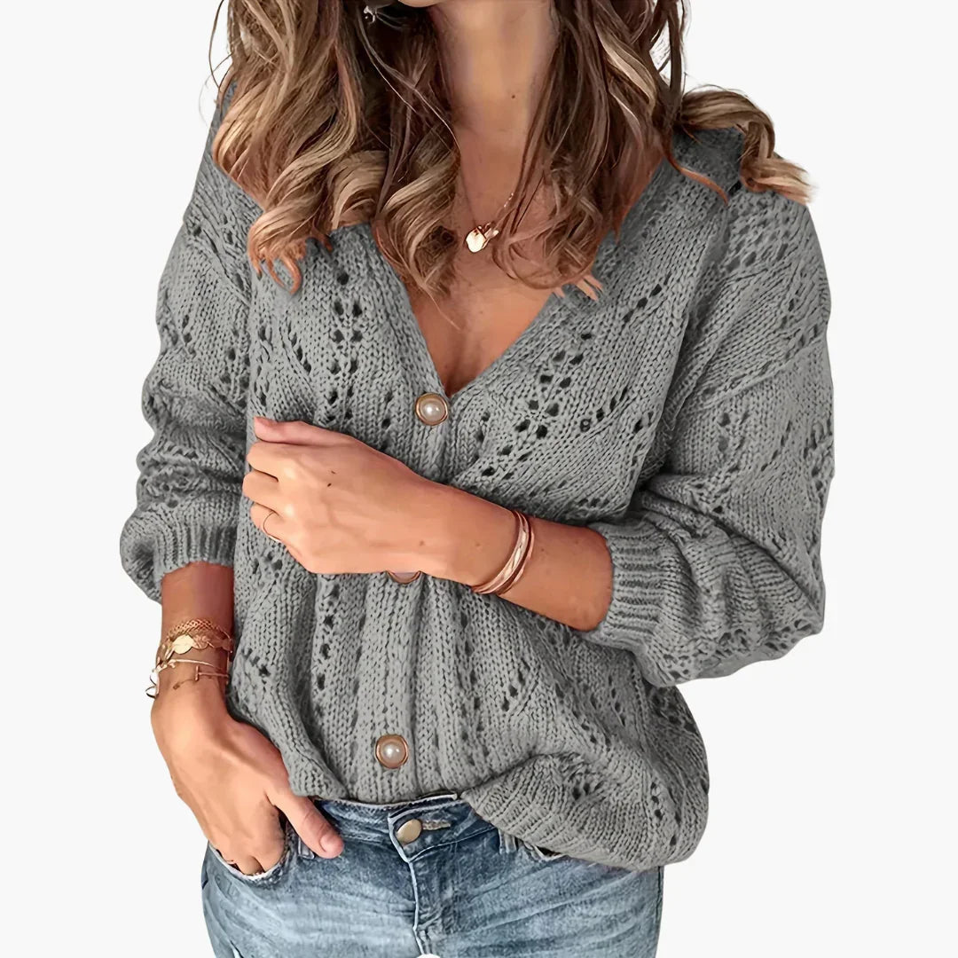 Solenne Women’s Button-Front Cardigan | Knitted Texture, Colour Variety