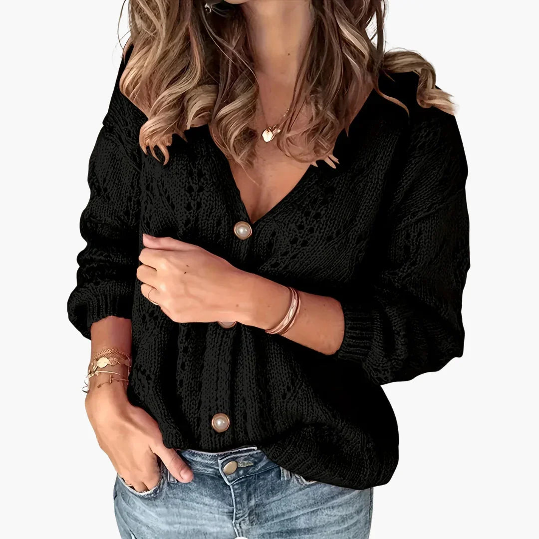 Solenne Women’s Button-Front Cardigan | Knitted Texture, Colour Variety