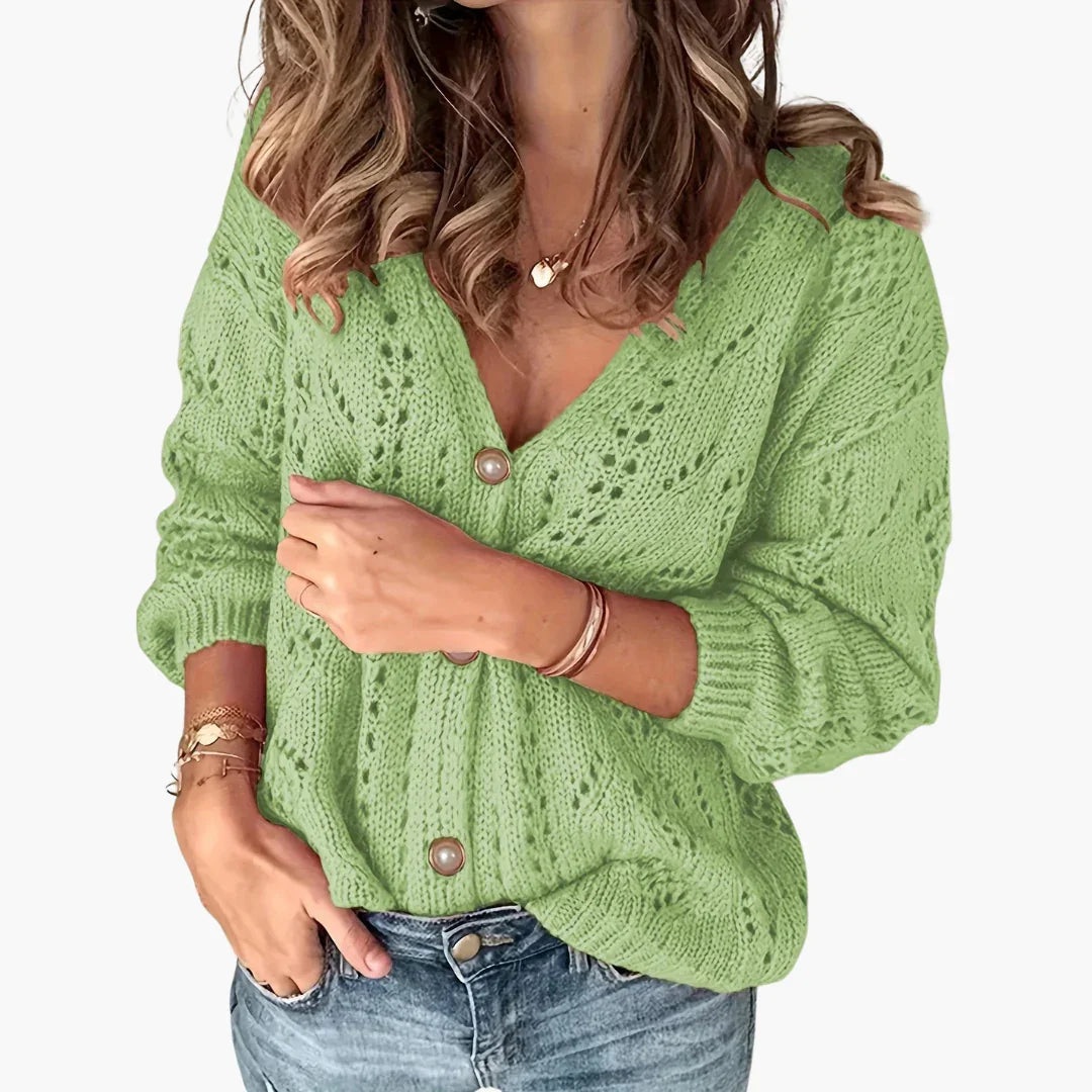 Solenne Women’s Button-Front Cardigan | Knitted Texture, Colour Variety