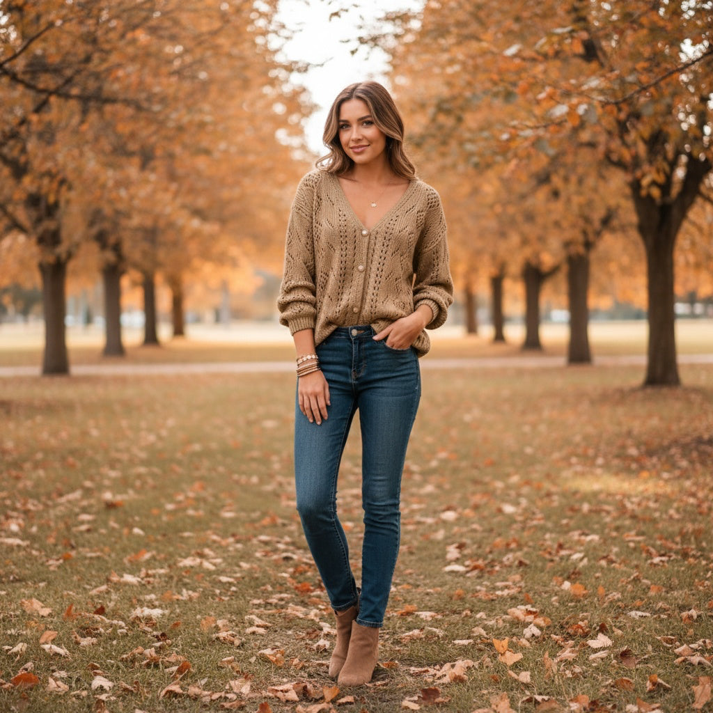 Solenne Women’s Button-Front Cardigan | Knitted Texture, Colour Variety