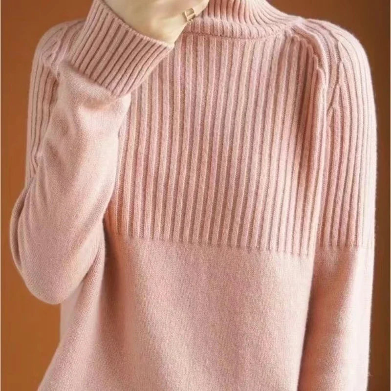 Tessara | Women’s Winter Sweater with Turtleneck and Ribbed Pattern