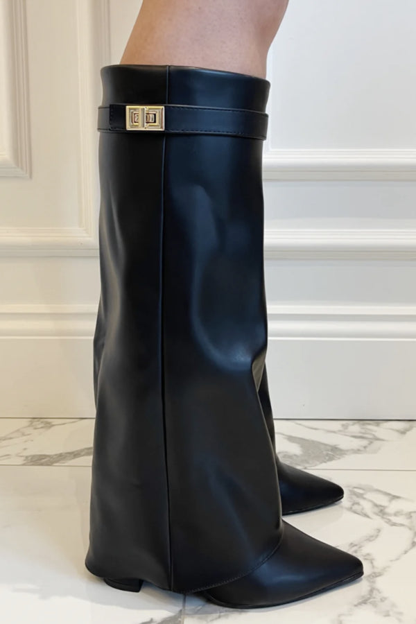 Serelda | Women’s Leather High Boots with Block Heel