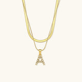 Lune Layered Gold Initial Letter Necklace