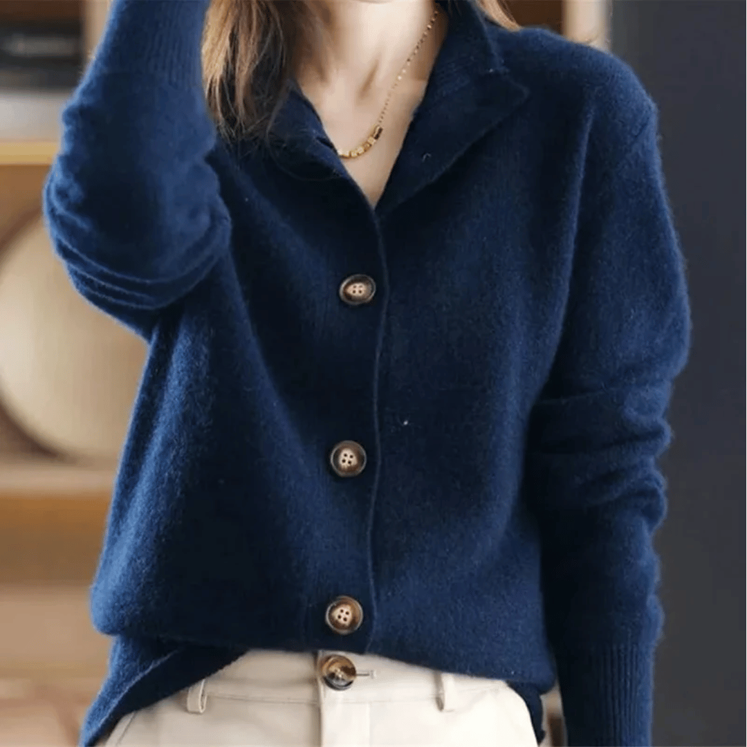 Avelaine | Long Cardigan Sweater for Women with Chic Statement Buttons