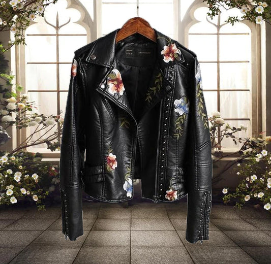 Bella Women's Biker Jacket | Floral Print, Casual Style