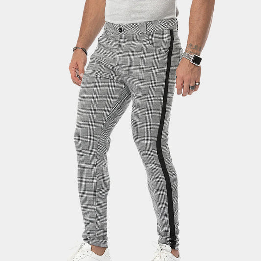 Anton - Retro checked trousers for men in skinny fit