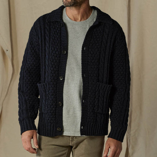 Cedric Men's Cardigan | Chunky Wool Cable Knit, Versatile Layering