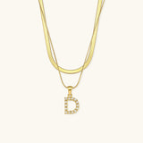Lune Layered Gold Initial Letter Necklace