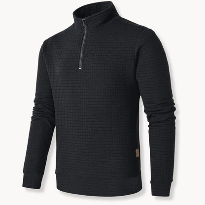 Dapper Men's Half Zip Sweatshirt | Grid-Textured Knit, Casual Wear