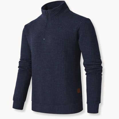 Dapper Men's Half Zip Sweatshirt | Grid-Textured Knit, Casual Wear