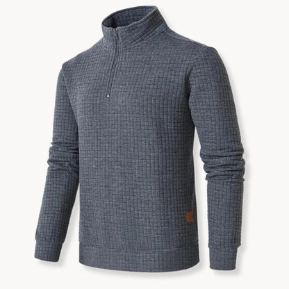 Dapper Men's Half Zip Sweatshirt | Grid-Textured Knit, Casual Wear