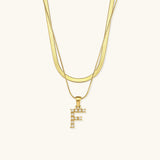 Lune Layered Gold Initial Letter Necklace