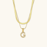 Lune Layered Gold Initial Letter Necklace
