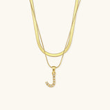 Lune Layered Gold Initial Letter Necklace